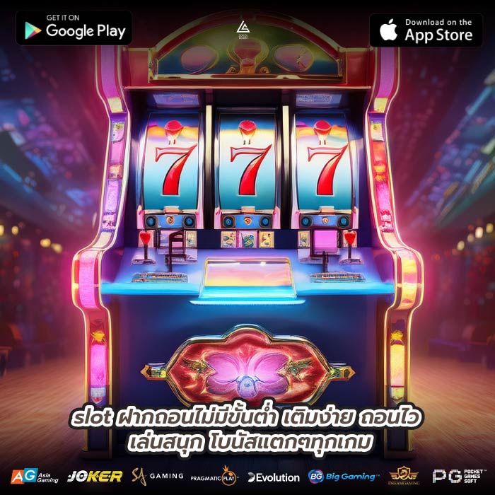 slot ฝากถอนไม่มีขั้นต่ำ เติมง่าย ถอนไว เล่นสนุก โบนัสแตกๆทุกเกม